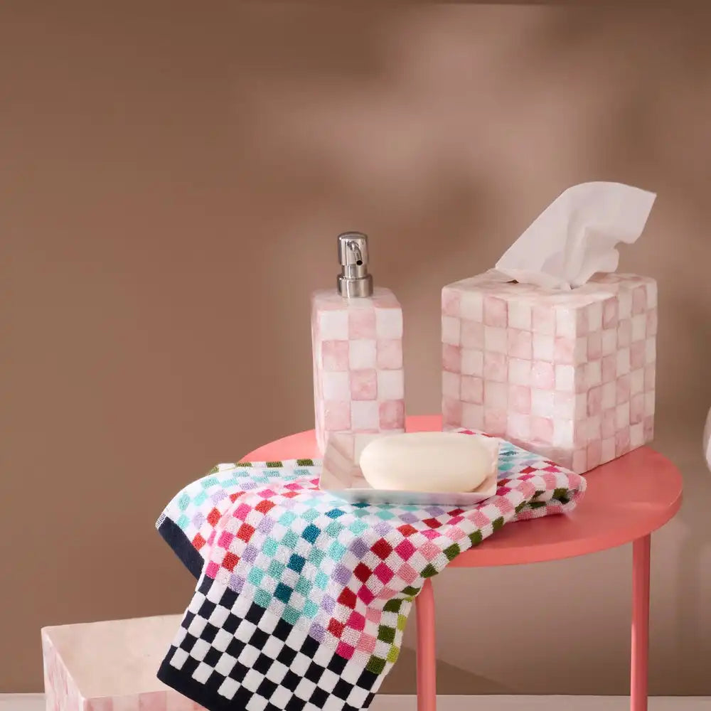Rosy Check Capiz Vanity Tray