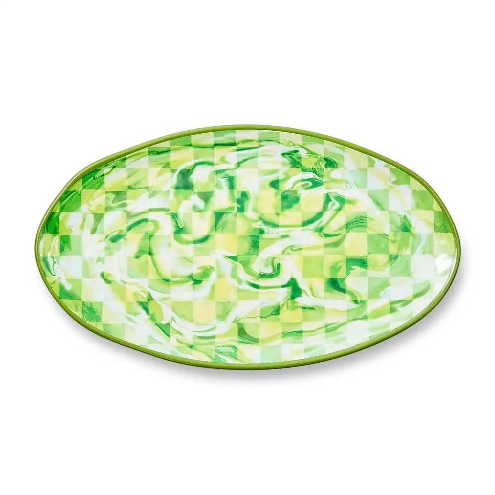 Pink Marble Check Melamine Serving Bowl