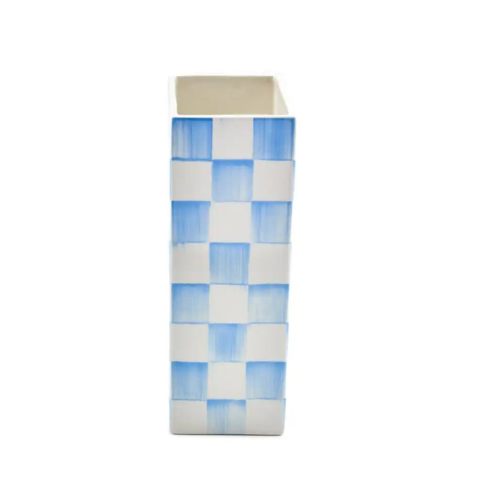 Sage Check Pillar Vase