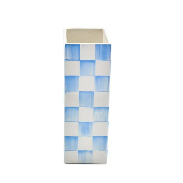 Sage Check Pillar Vase
