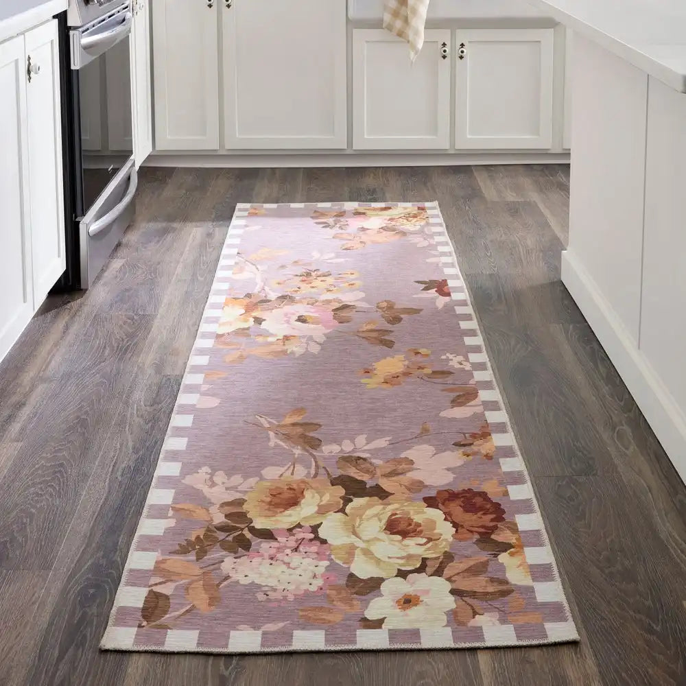 Taupe Wild Rose 8' x 10' Washable Rug