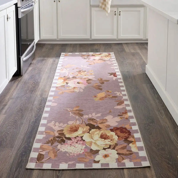 Taupe Wild Rose 8' x 10' Washable Rug