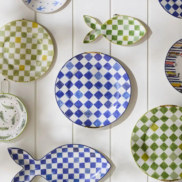 Pink Check Round Platter