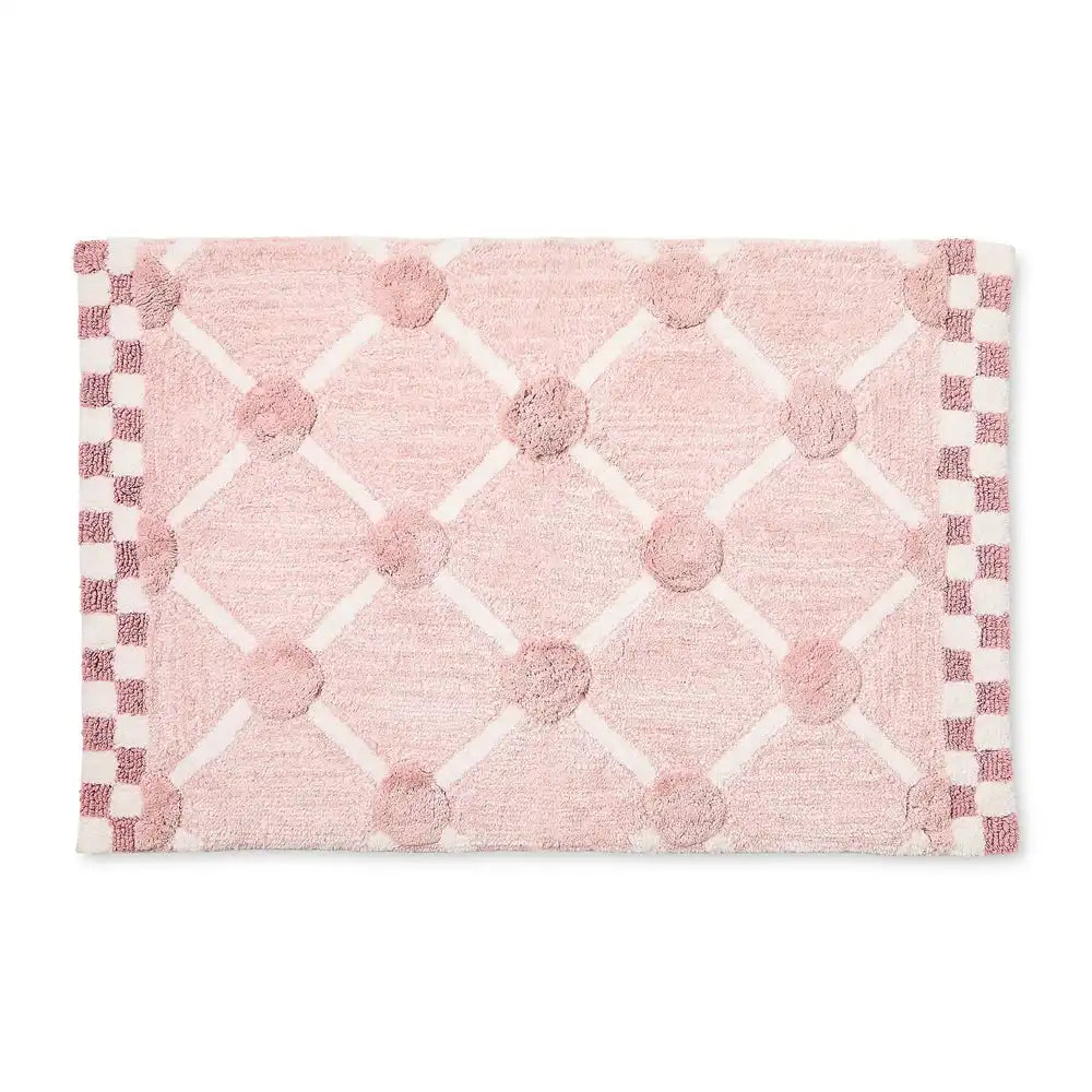 Black Lattice & Dot Bath Rug