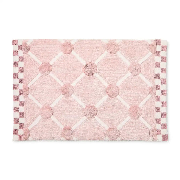 Black Lattice & Dot Bath Rug