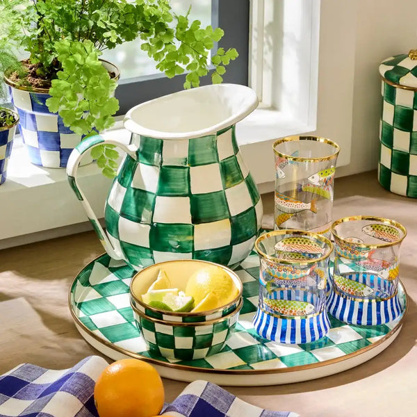Emerald Check Pitcher