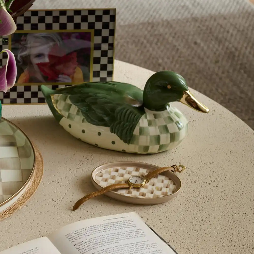 Mocha Check Mallard Duck Figurine