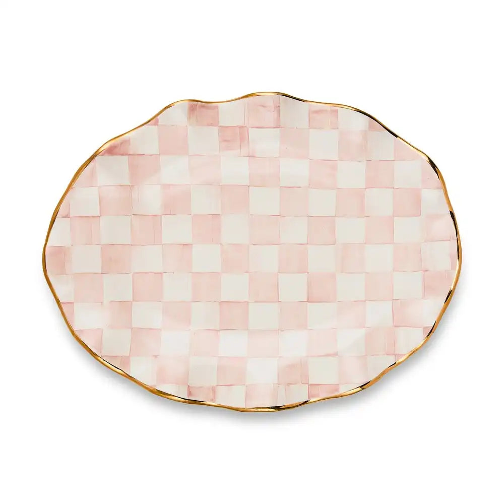 Mocha Check Ceramic Large Serving Platter