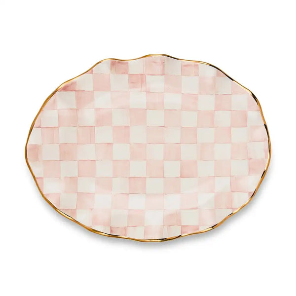 Mocha Check Ceramic Large Serving Platter