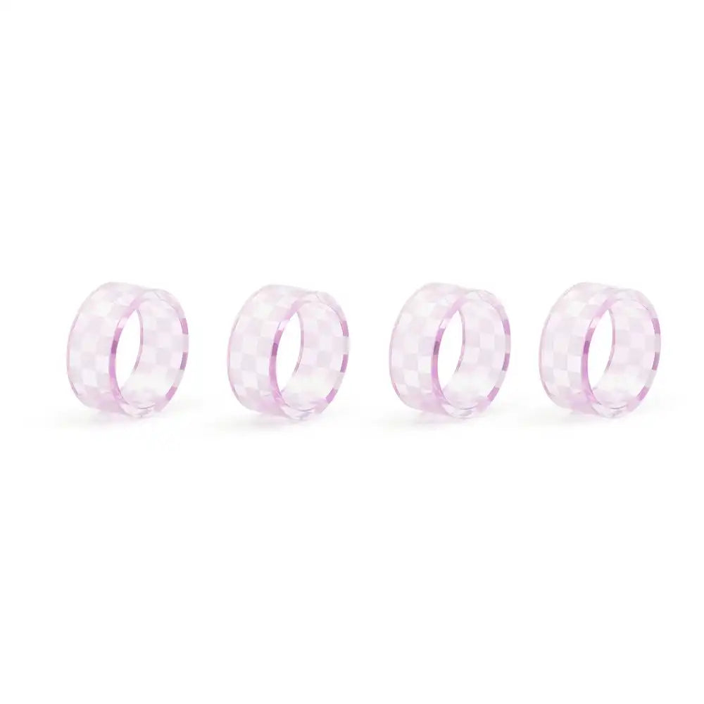 Indigo Check Napkin Rings, Set of 4