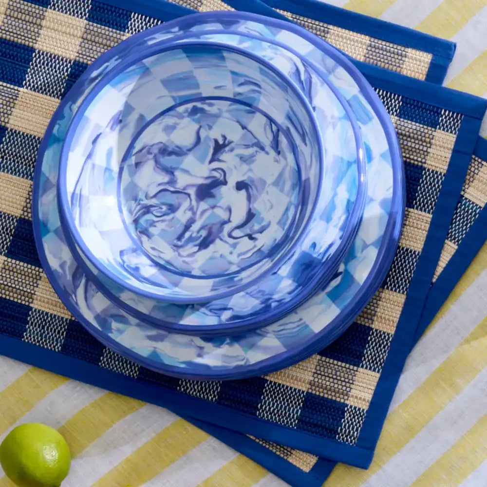 Green Marble Check Melamine Small Bowls, Set of 4