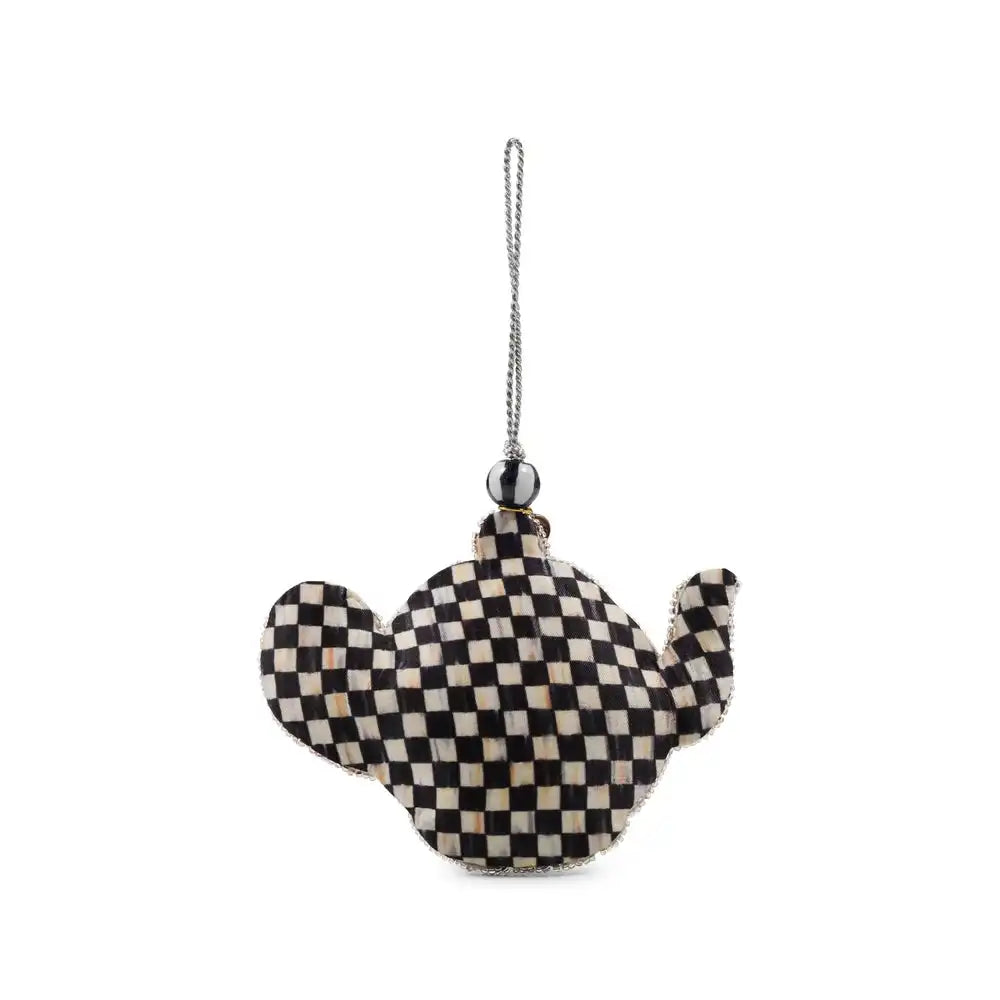 Rosy Check Teapot Beaded Ornament