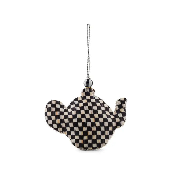 Rosy Check Teapot Beaded Ornament