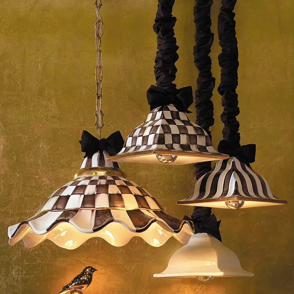 Courtly Check Ceramic Fluted Hanging Lamp