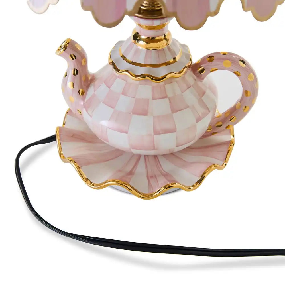 Rosy Check Ceramic Teapot Table Lamp