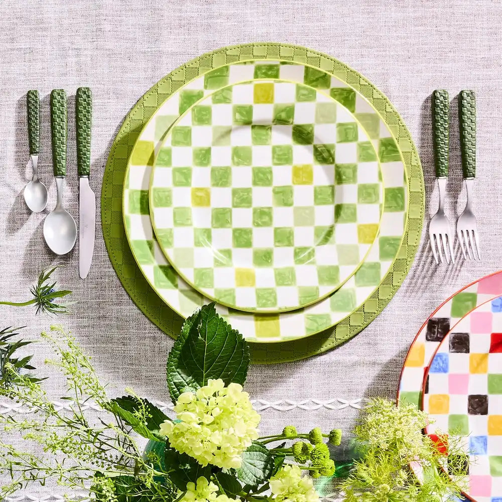 Lilac Check Dinner Plate