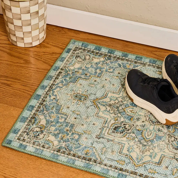 Heriz Checked Mocha 8' x 10' Washable Rug