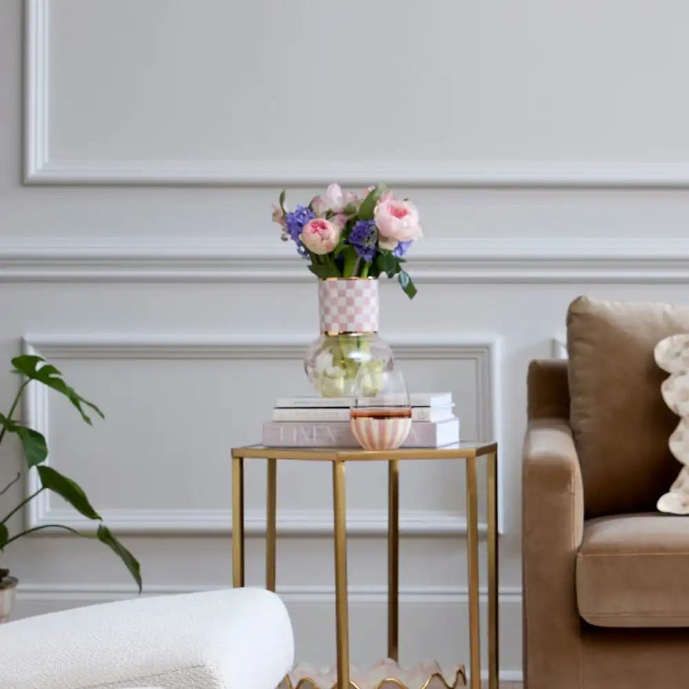Sky Check Glass Vase