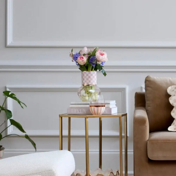 Sky Check Glass Vase