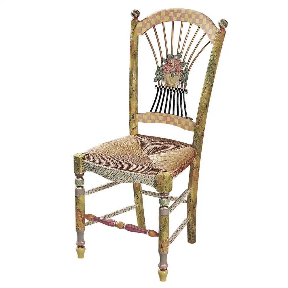 Sterling Check Flower Basket Side Chair