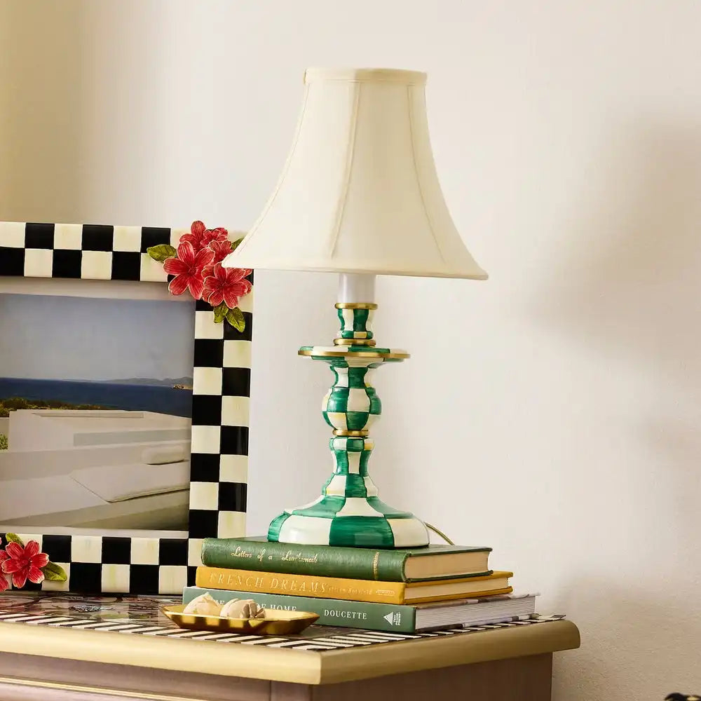 Emerald Check Candlestick Lamp Secondary image