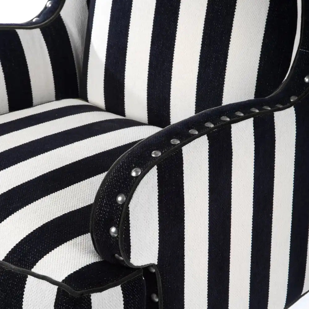 Marquee Black Stripe Chenille Wing Chair