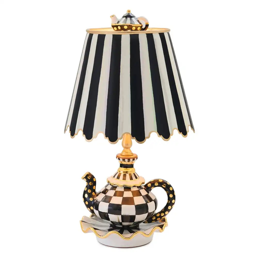 Rosy Check Ceramic Teapot Table Lamp