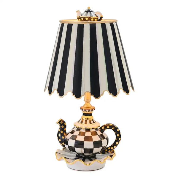Rosy Check Ceramic Teapot Table Lamp