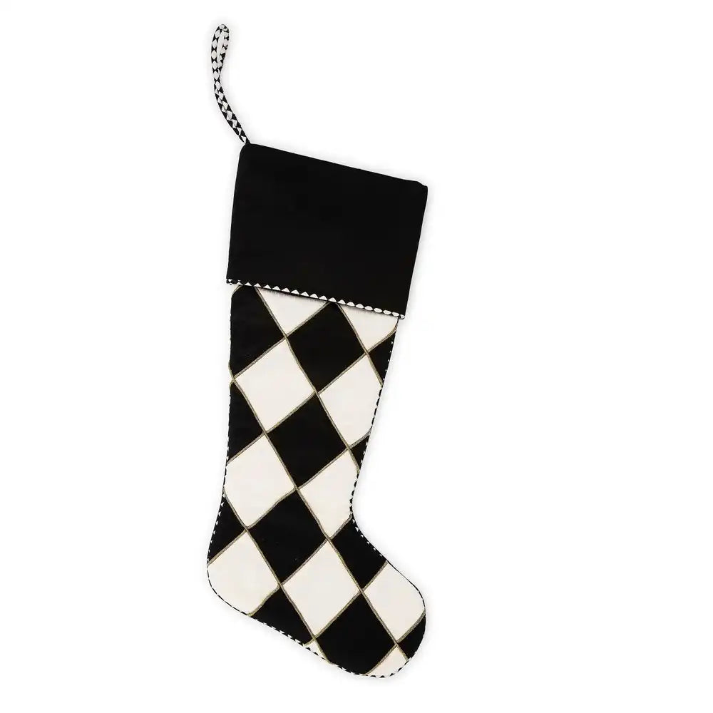 Courtly Noel Black Harlequin Stocking