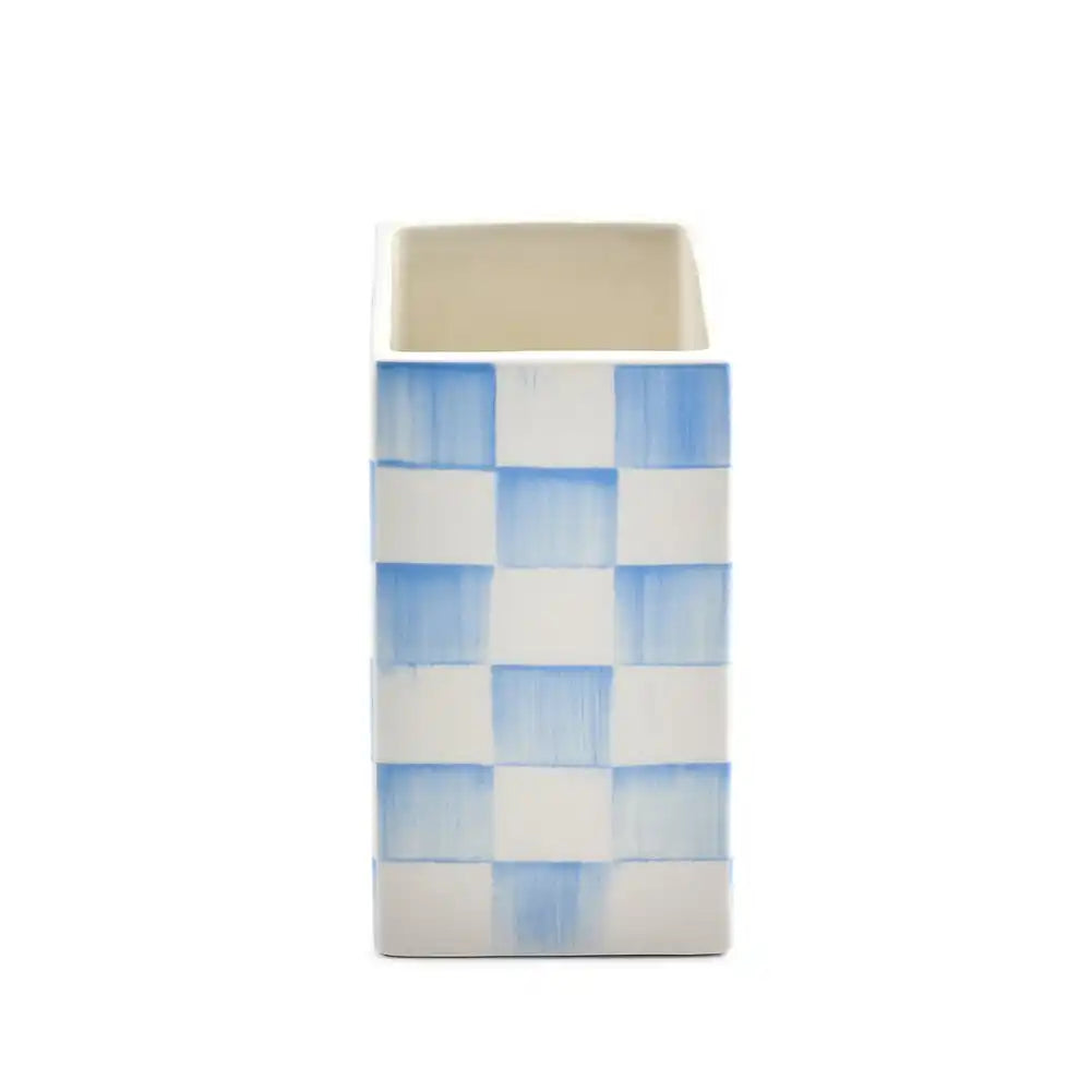 Sage Check Pillar Vase