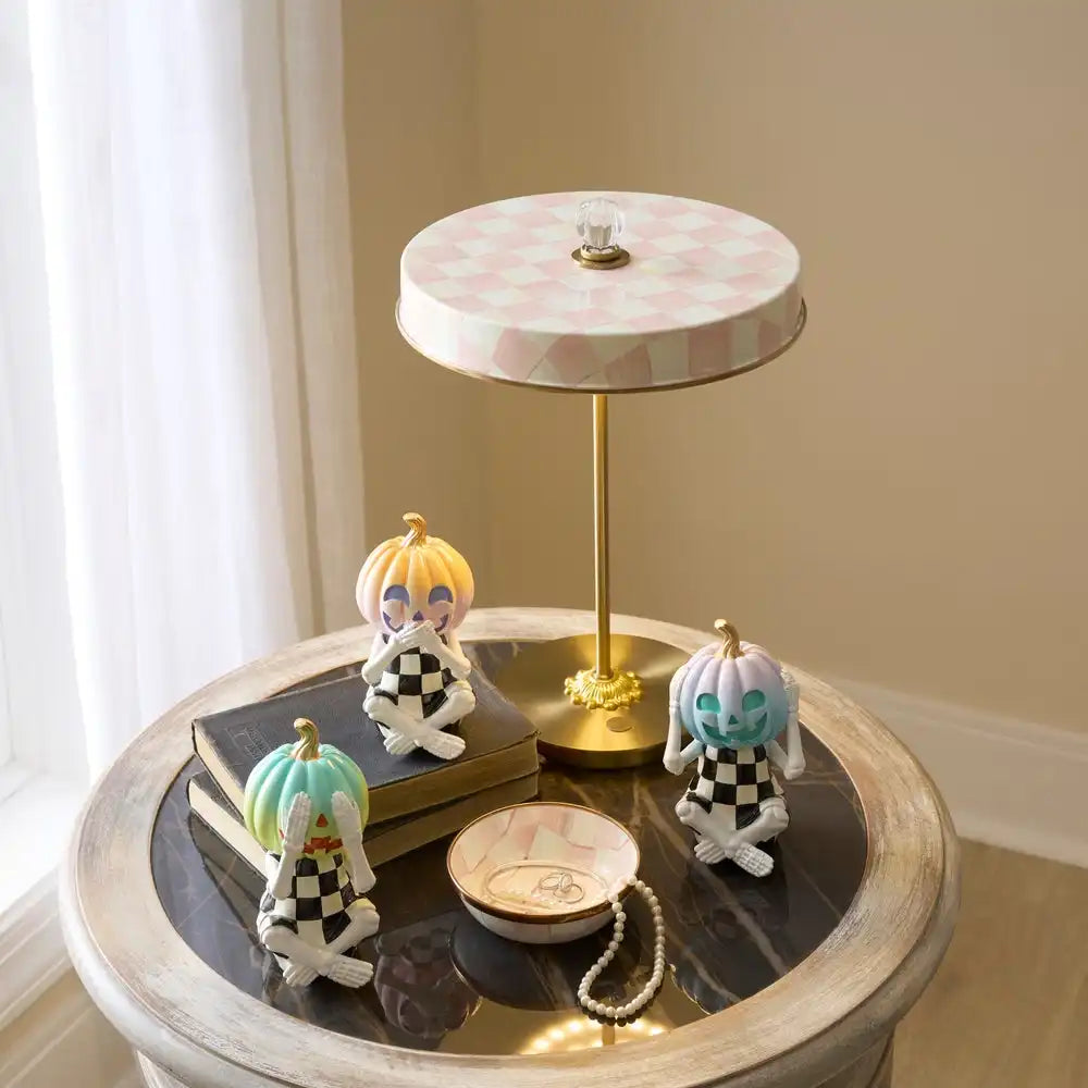 Courtly Check LED Rechargeable Disk Table Lamp