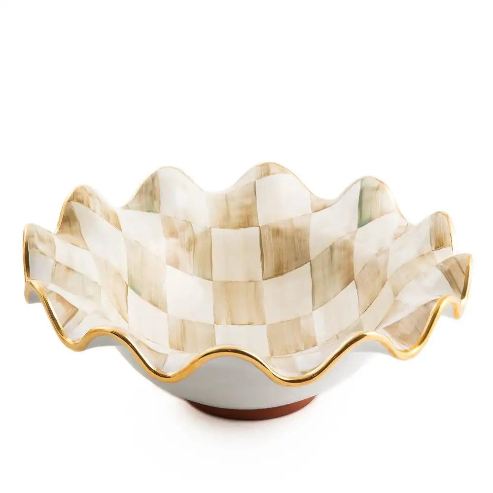 Parchment Check Medium Fluted Serving Bowl Main image