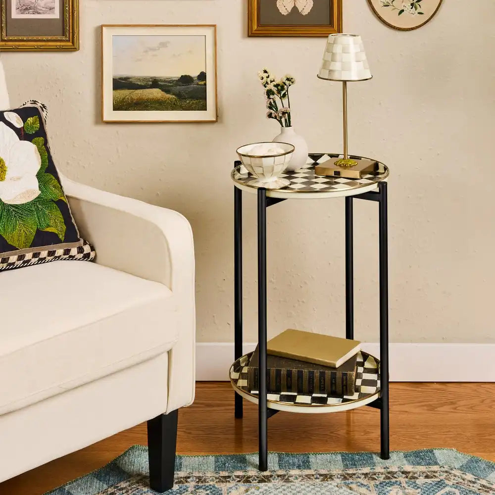 Courtly Check Enamel 2-Tier Cocktail Table Secondary image