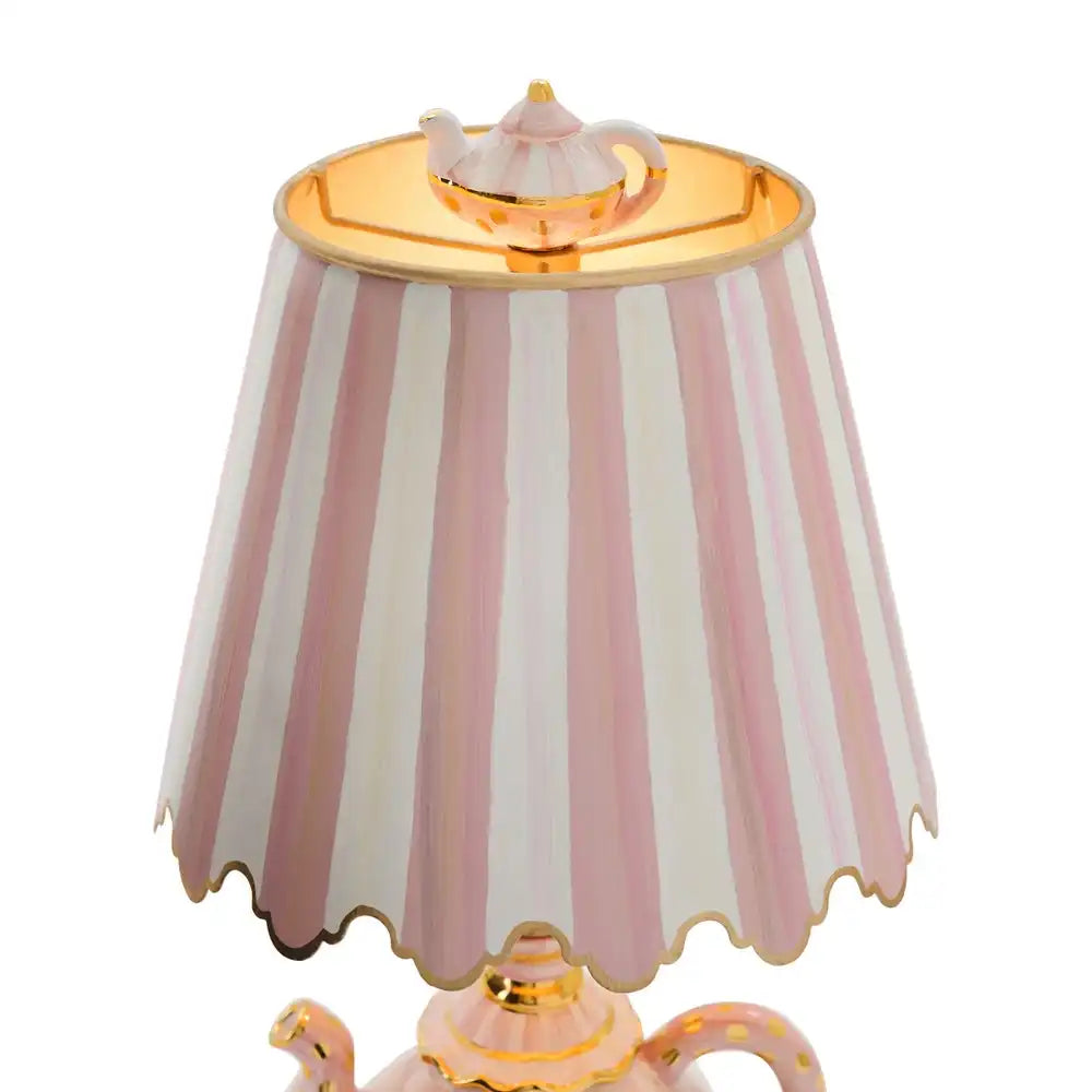 Rosy Check Ceramic Teapot Table Lamp