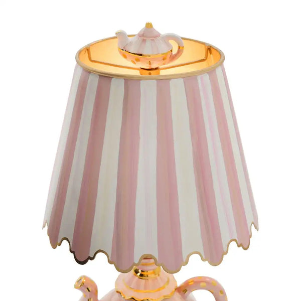 Rosy Check Ceramic Teapot Table Lamp