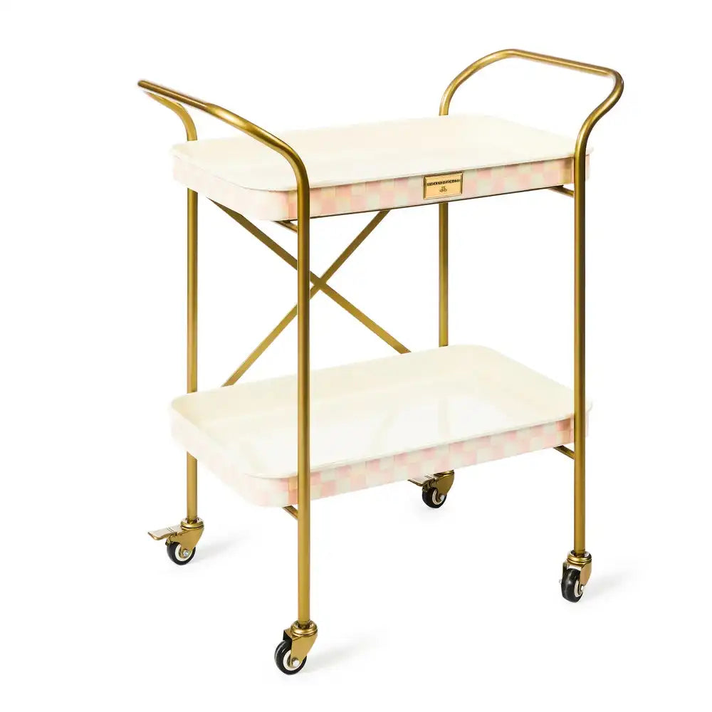 Mocha Check 3-Tier Kitchen Cart