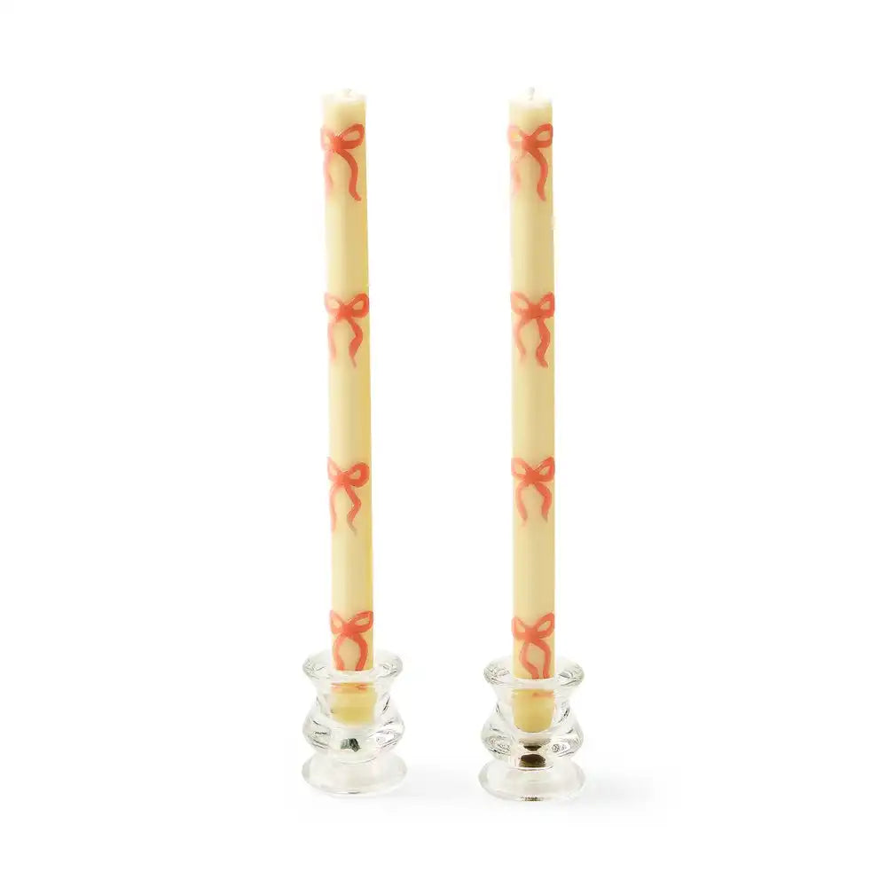 Black Bow Dinner Candles, Set of 2