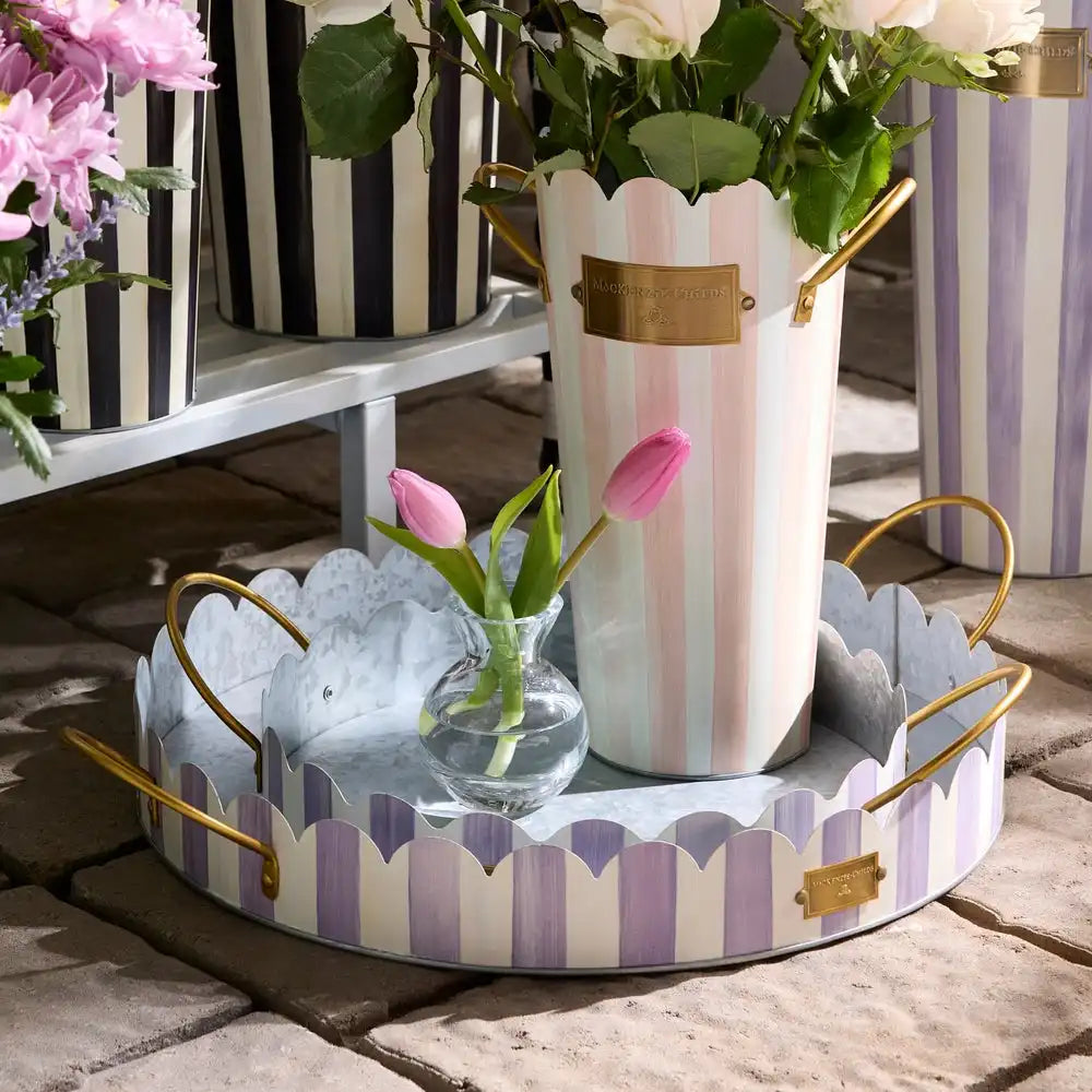 Mocha Stripe Serving Trays, Set of 2