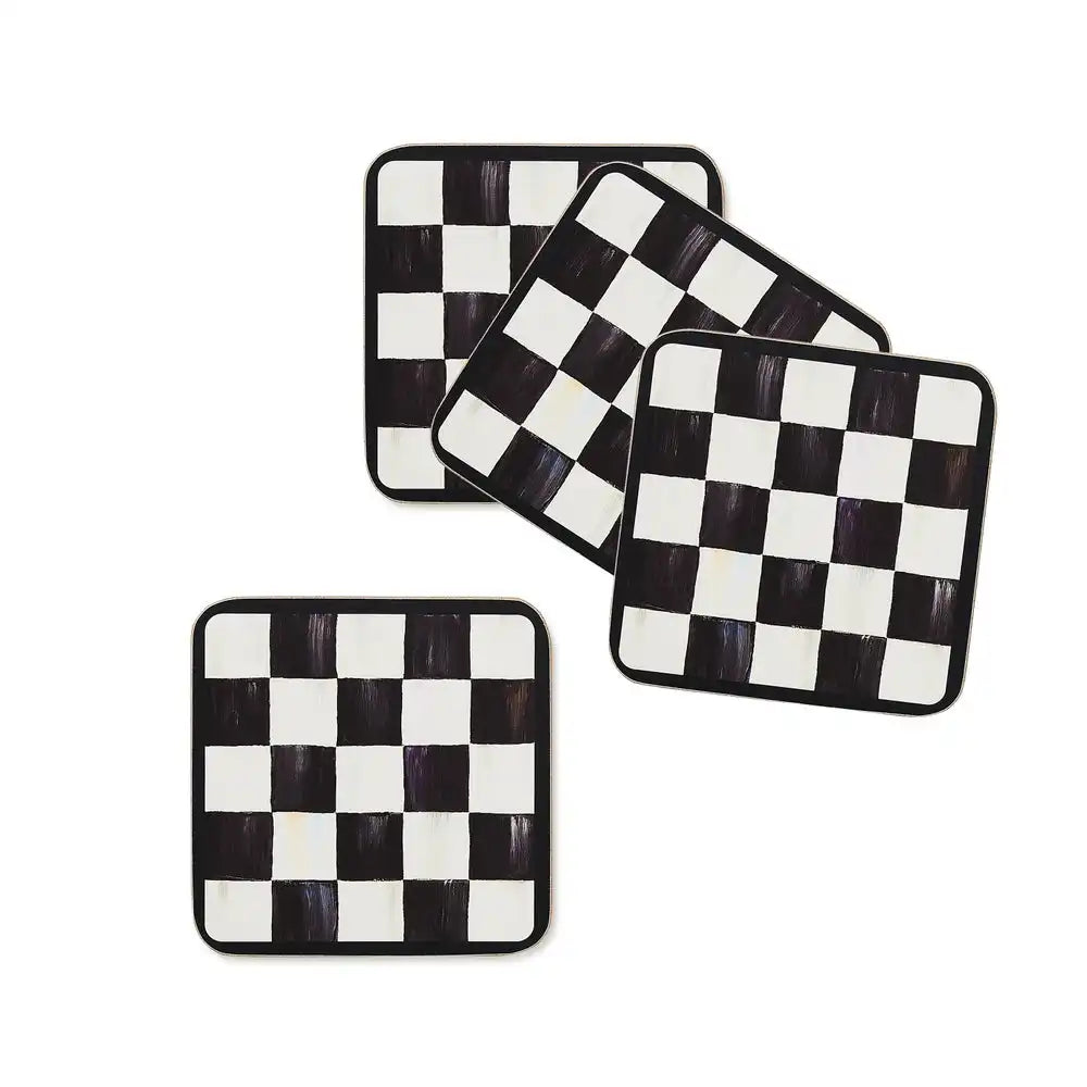 Courtly Checked Cork Back Coasters, Set of 4 Main image