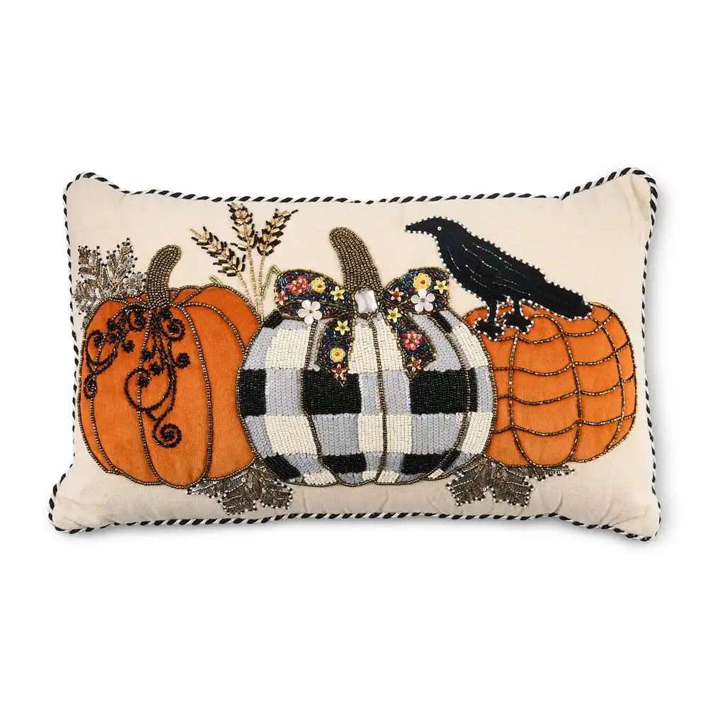 Pumpkin and Crow Lumbar Throw Pillow Main image