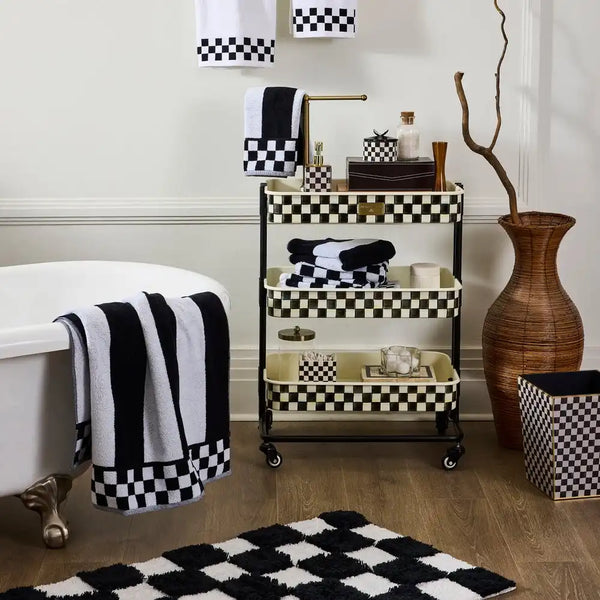 Mocha Check 3-Tier Kitchen Cart