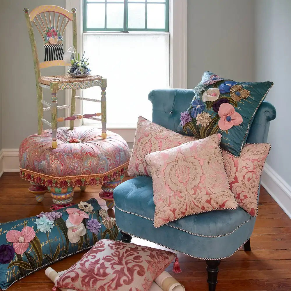 Sterling Check Flower Basket Side Chair