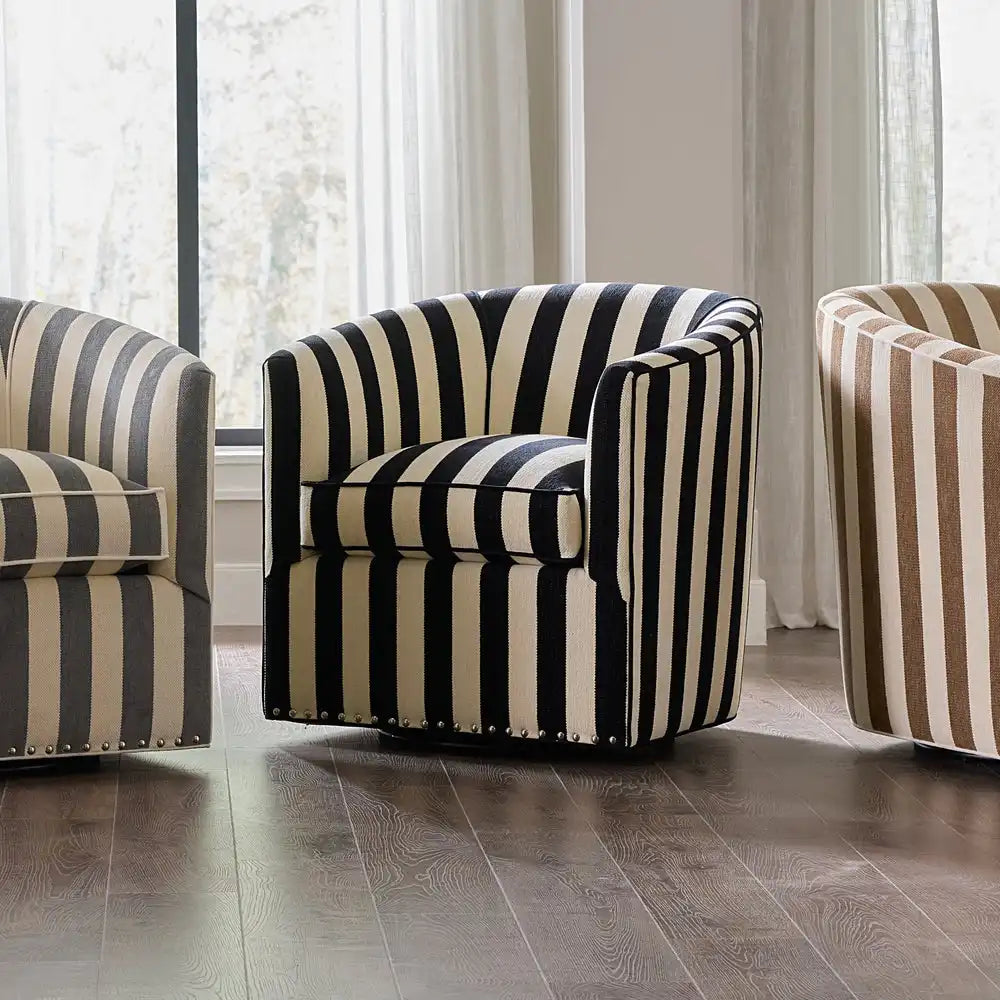Marquee Black Stripe Chenille Wing Chair