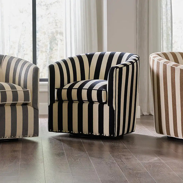 Marquee Black Stripe Chenille Wing Chair