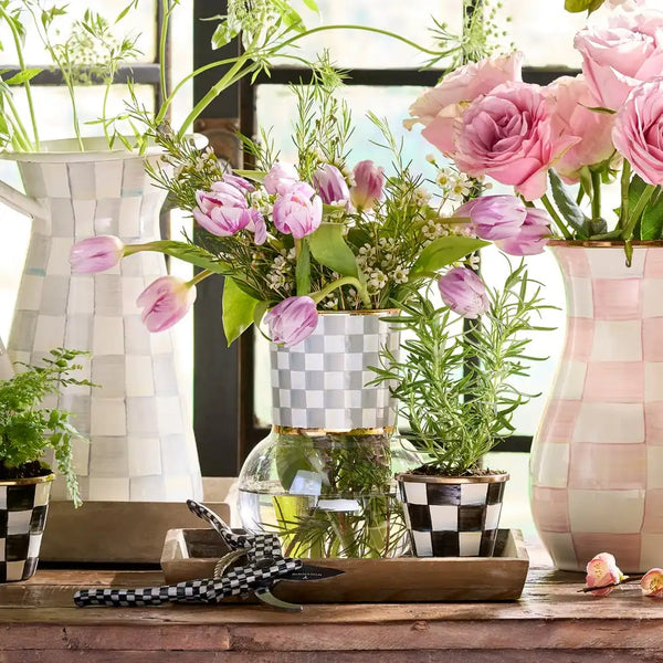 Sky Check Glass Vase