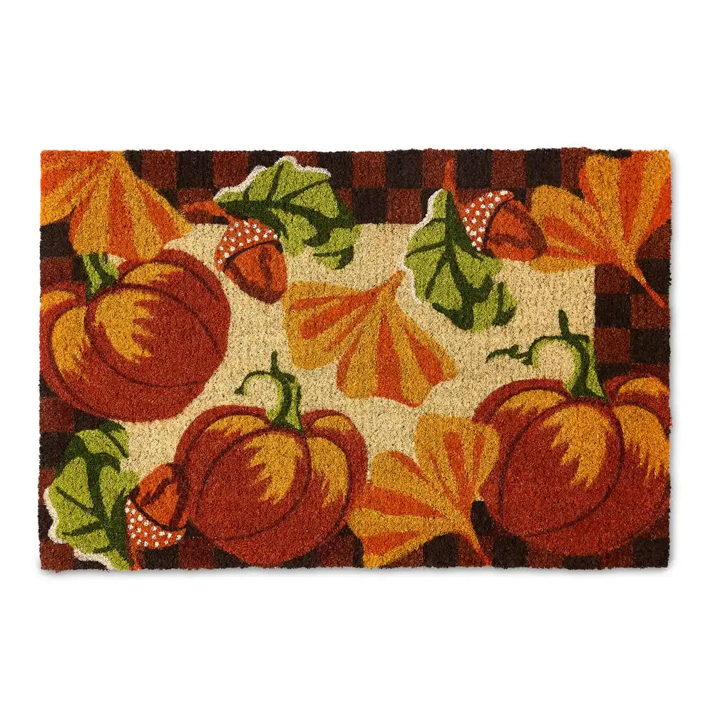 Checked Pumpkin Harvest Entrance Mat Main image