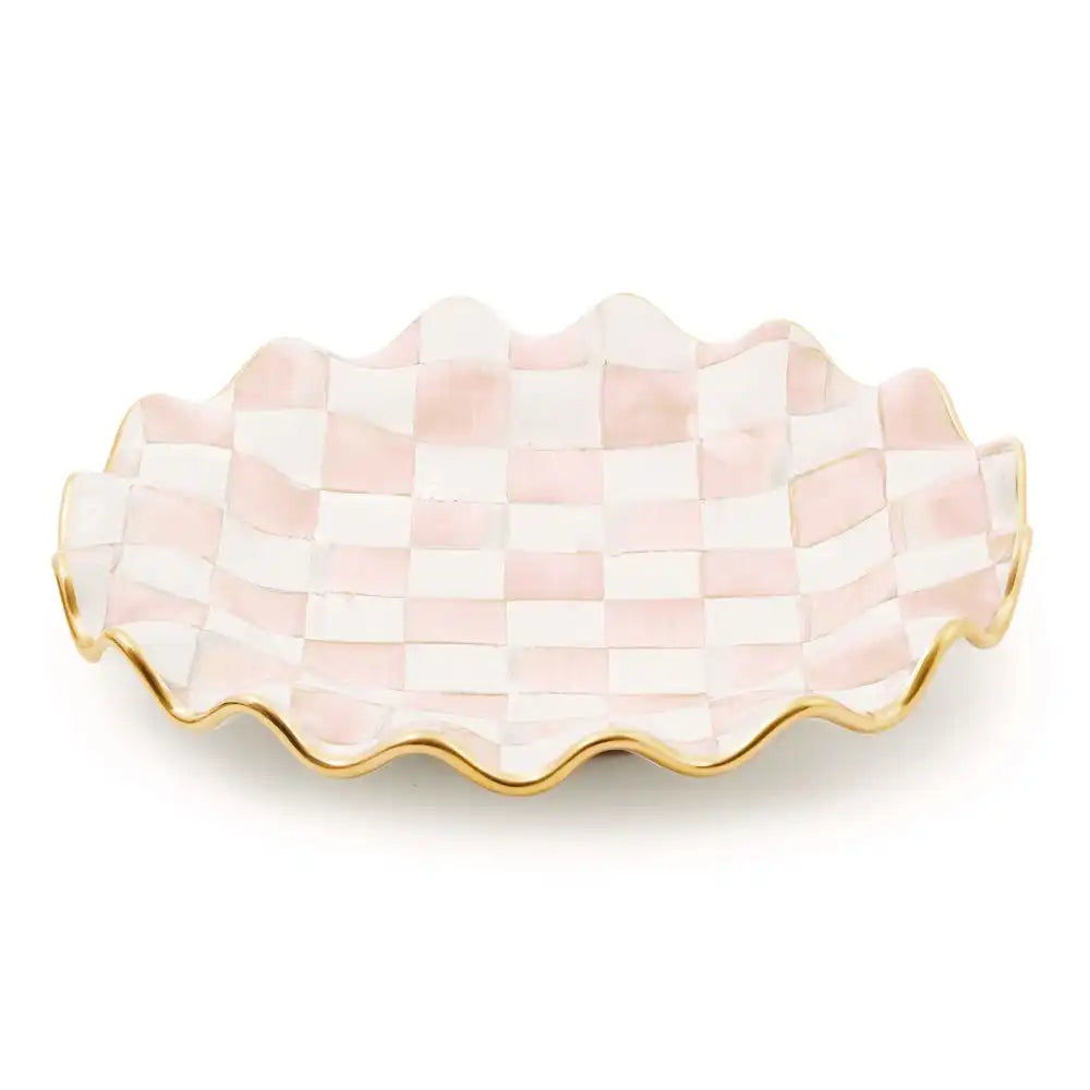 Rosy Check Ceramic Fluted Dinner Plate