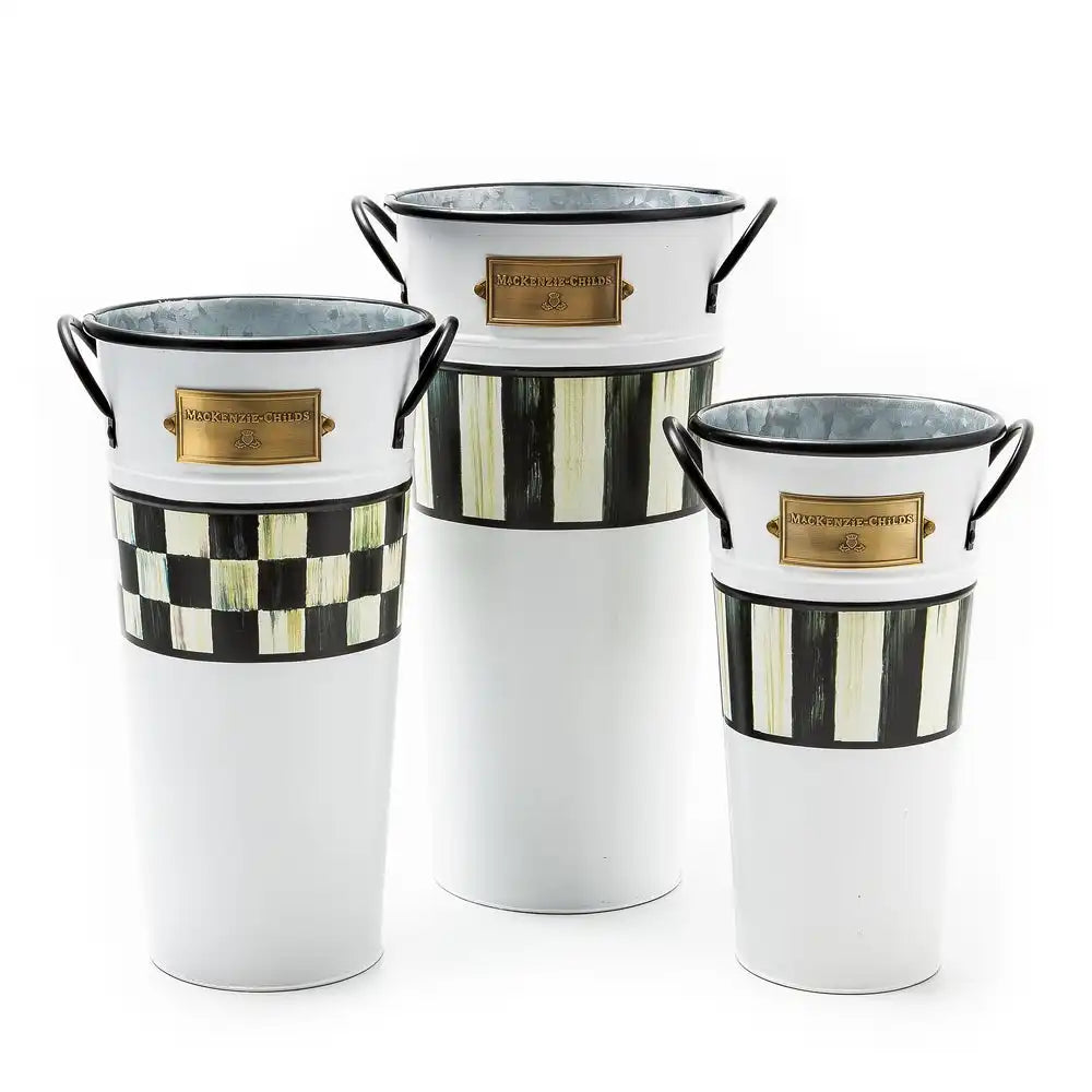 Mocha Stripe Flower Buckets, Set of 3