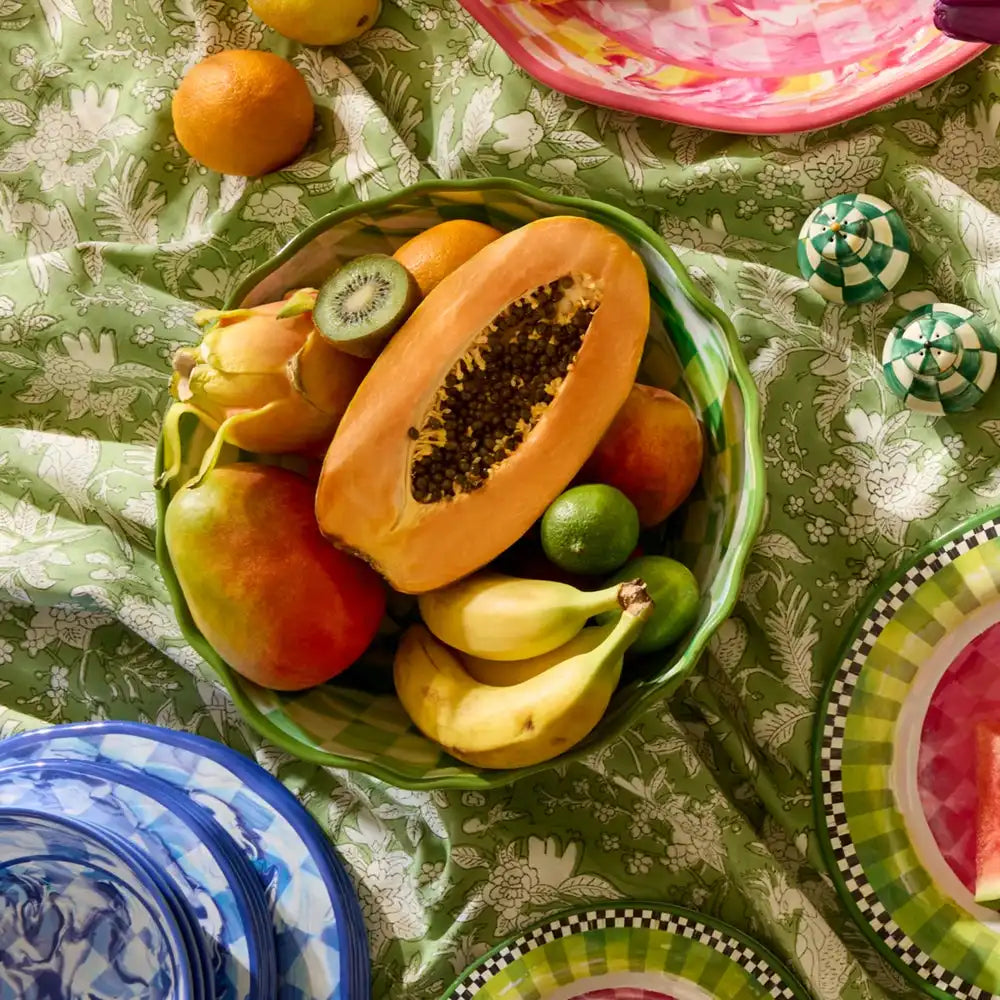 Pink Marble Check Melamine Serving Bowl