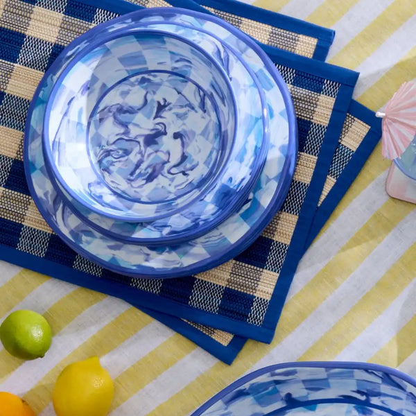 Green Marble Check Melamine Small Bowls, Set of 4